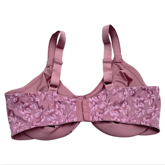 Olga Side Support Ultimate Comfort Women's Size 40D Pink Floral Unlined Bra - Picture 2 of 6